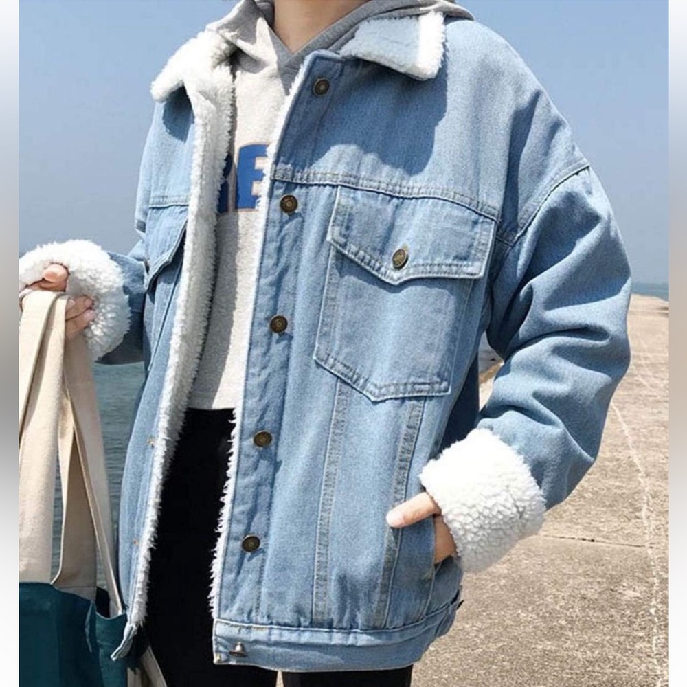 Sage the label Sherpa Jean jacket